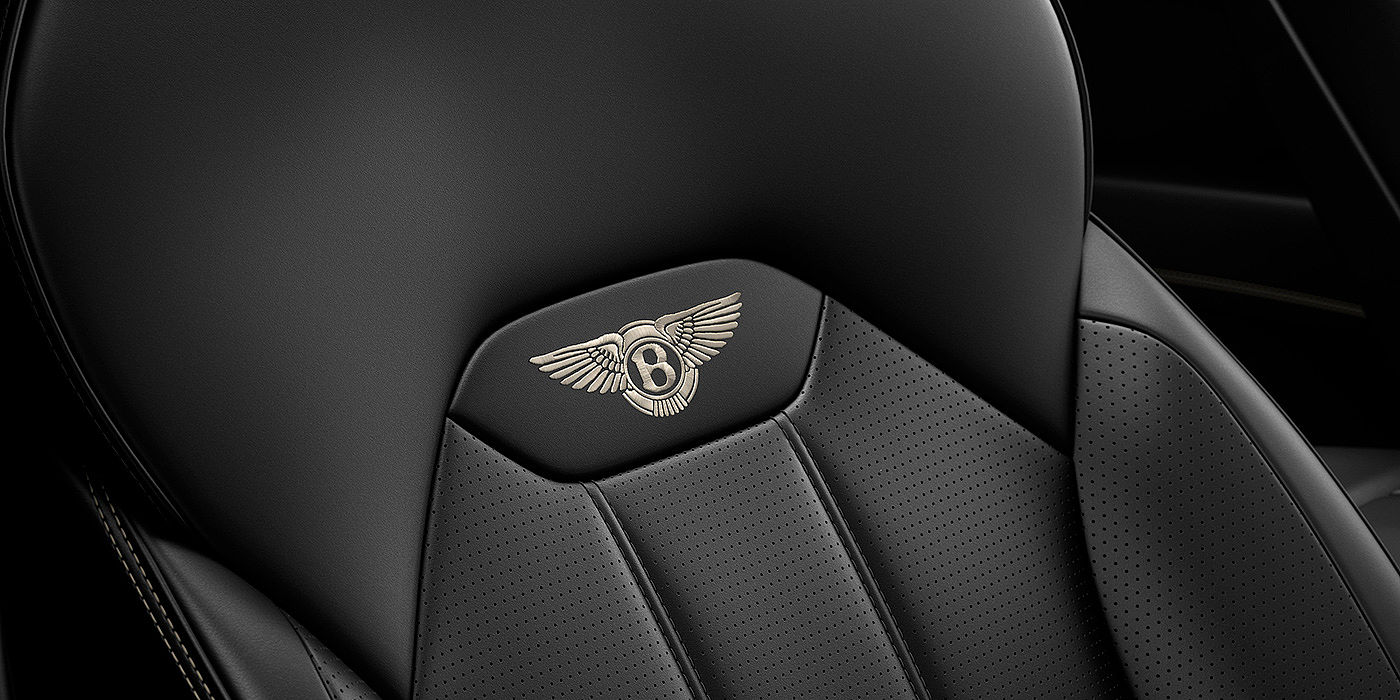 Bentley Hyderabad Bentley Bentayga seat with detailed Linen coloured contrast stitching on Beluga black coloured hide.